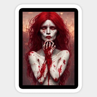 Skeleton Red Hair Face Sticker